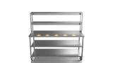 Nordstar Mobile Centre Table Bench With 2 Tier Heated Gantry Chefs Pass 1800mm | DTCMCB1800MS Stainless Steel Tables with Overshelf Nordstar
