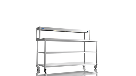 Nordstar Mobile Centre Table Bench With Heated Gantry Chefs Pass 1800mm | STCMCB1800MS Stainless Steel Tables with Overshelf Nordstar