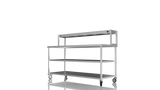 Nordstar Mobile Centre Table Bench With Heated Gantry Chefs Pass 1800mm | STCMCB1800MS Stainless Steel Tables with Overshelf Nordstar