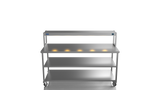 Nordstar Mobile Centre Table Bench With Heated Gantry Chefs Pass 1800mm | STCMCB1800MS Stainless Steel Tables with Overshelf Nordstar