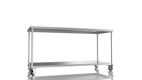 Nordstar Mobile Centre Table Bench With Undershelf 1800mm Wide | NSMCB1800 Stainless Steel Tables with Castors Nordstar