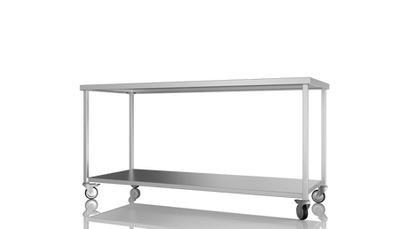 Nordstar Mobile Centre Table Bench With Undershelf 1800mm Wide | NSMCB1800 Stainless Steel Tables with Castors Nordstar
