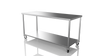Nordstar Mobile Centre Table Bench With Undershelf 1800mm Wide | NSMCB1800 Stainless Steel Tables with Castors Nordstar