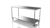 Nordstar Mobile Centre Table Bench With Undershelf 1800mm Wide | NSMCB1800 Stainless Steel Tables with Castors Nordstar