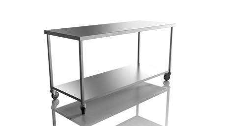 Nordstar Mobile Centre Table Bench With Undershelf 1800mm Wide | NSMCB1800 Stainless Steel Tables with Castors Nordstar
