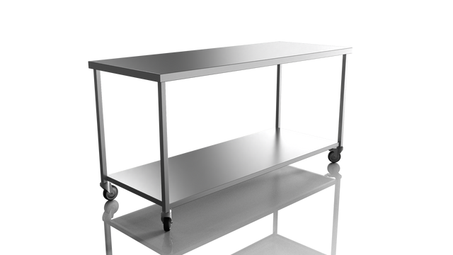 Nordstar Mobile Centre Table Bench With Undershelf 1800mm Wide | NSMCB1800 Stainless Steel Tables with Castors Nordstar