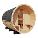 Kove 5-6 Person Spruce Barrel Sauna with Front Porch & 8kW Electric Heater | KOVE-BAR6 Outdoor Barrel Electric Heated Saunas Kove Designs