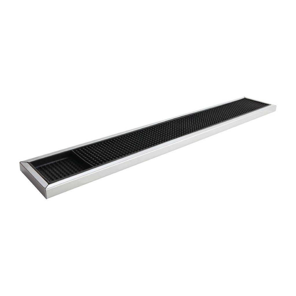 Beaumont Rubber Bar Mat with Stainless Steel Frame 600 x 100mm - CN741  Beaumont   