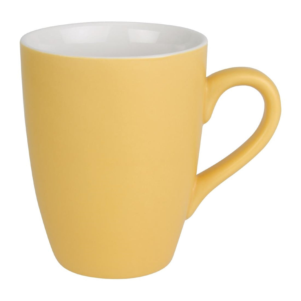 Olympia Matt Pastel Mug Yellow 340ml (Pack of 6) - CS040 Olympia Crockery Olympia   
