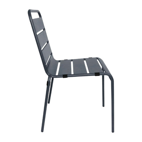 Bolero Amalfi Slatted Steel Side Chairs Grey (Pack of 4) - CS727 Metal Dining Chairs Bolero   