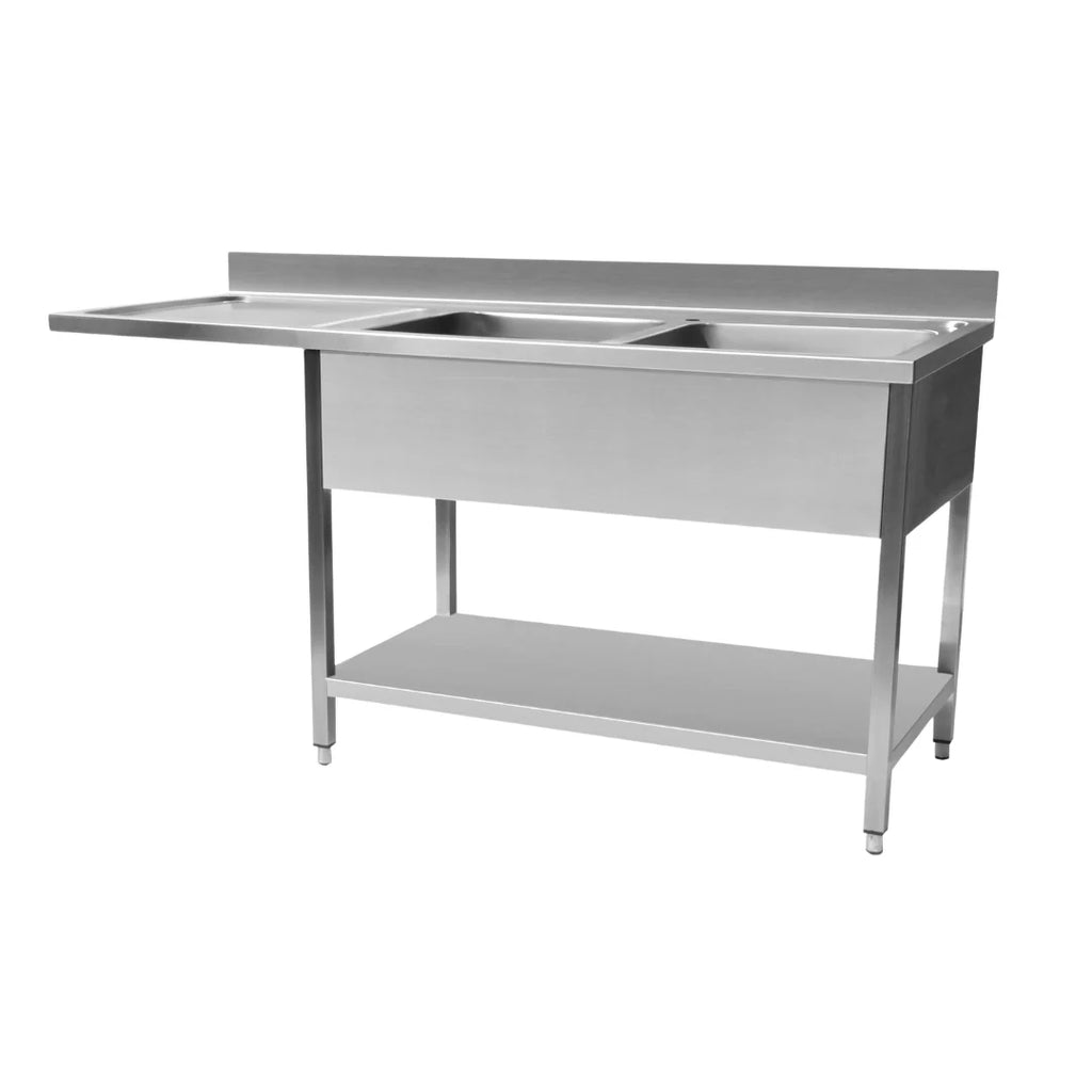 Hamoki Double Bowl Dishwasher Sink – 1600mm, Left Hand Drainer, Undercounter Space for Dishwasher | 231031 Double Bowl Sinks Hamoki