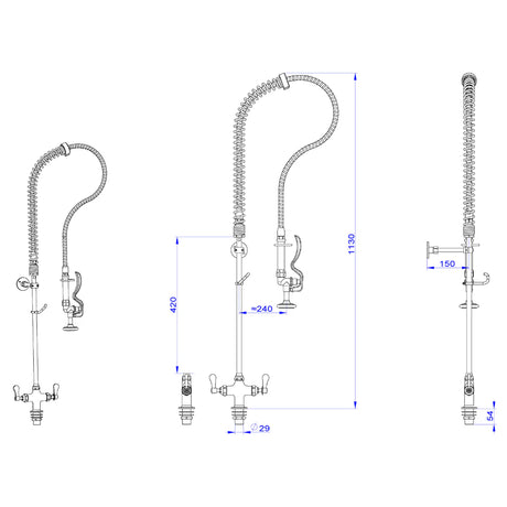 Hamoki Commercial Pre-Rinse Spray Arm Tap with Double Inlet | 231054 Pre-Rinse Jets & Sprays Hamoki