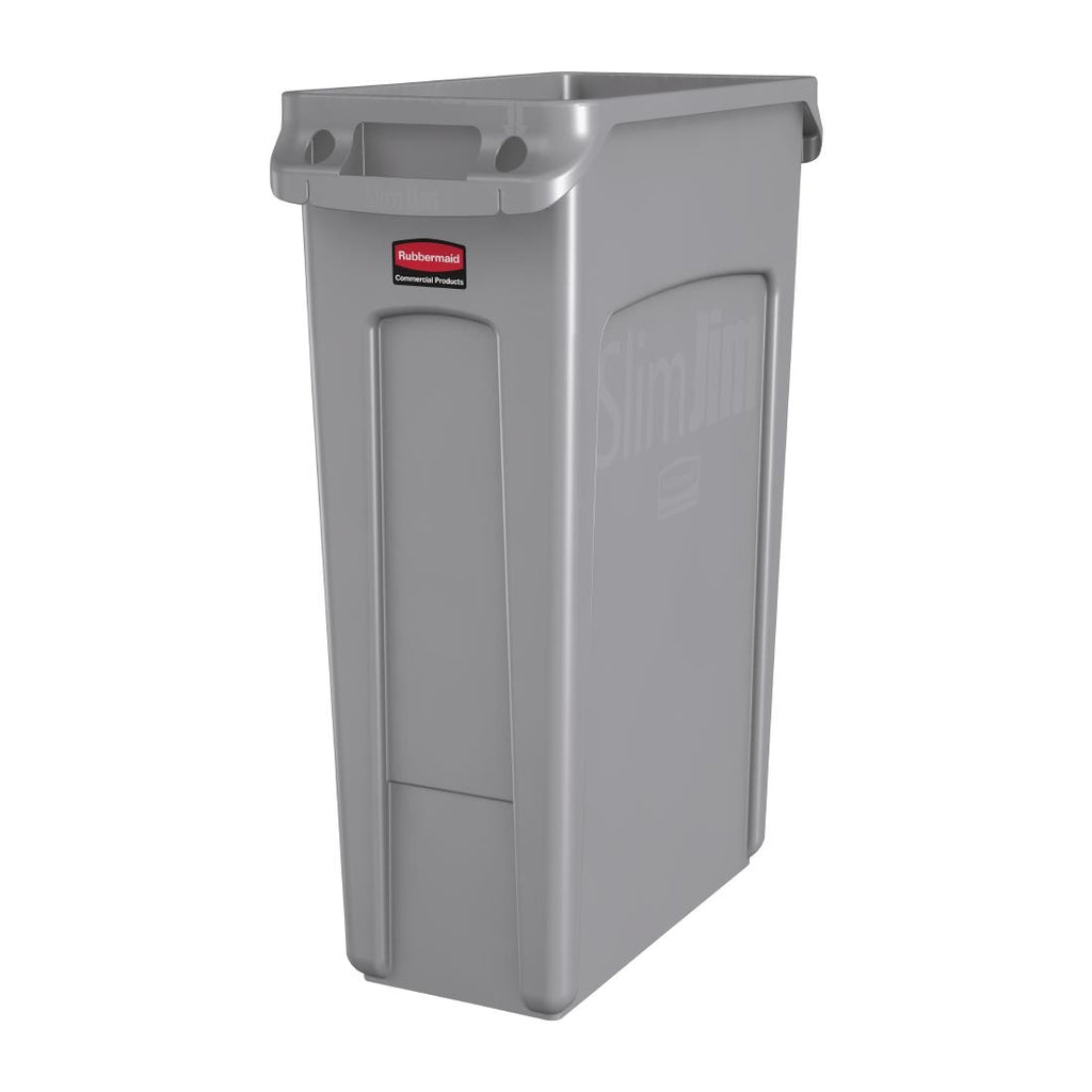 Rubbermaid Slim Jim Container With Venting Channels Grey 87Ltr - F649  Slim Jim   