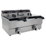 Hamoki Countertop Commercial Electric Fryer - 2 x 9.5 Litre Twin Tank with Drain Taps | 291019 Countertop Electric Fryers Hamoki