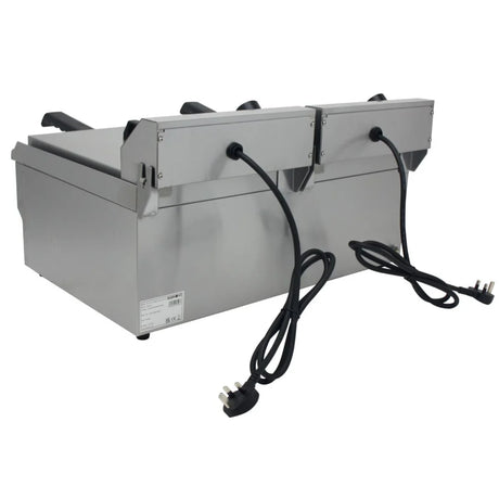 Hamoki Countertop Commercial Electric Fryer - 2 x 9.5 Litre Twin Tank with Drain Taps | 291019 Countertop Electric Fryers Hamoki