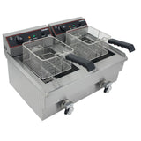 Hamoki Countertop Commercial Electric Fryer - 2 x 9.5 Litre Twin Tank with Drain Taps | 291019 Countertop Electric Fryers Hamoki