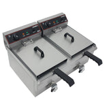 Hamoki Countertop Commercial Electric Fryer - 2 x 9.5 Litre Twin Tank with Drain Taps | 291019 Countertop Electric Fryers Hamoki