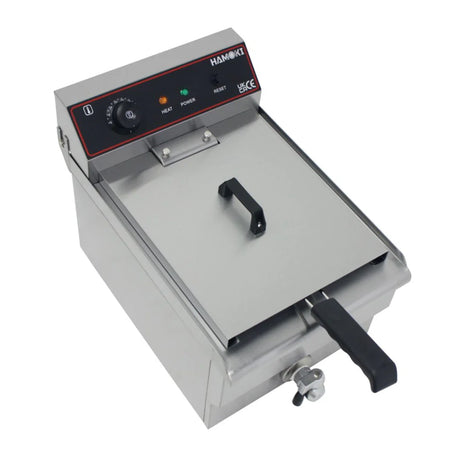 Hamoki Countertop Commercial Electric Fryer - 11.5 Litre Single Tank with Drain Tap | 291020 Countertop Electric Fryers Hamoki