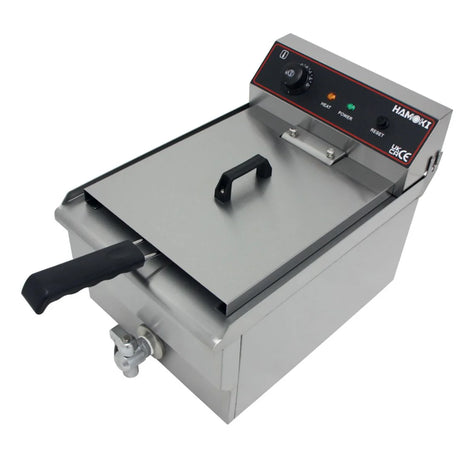 Hamoki Countertop Commercial Electric Fryer - 11.5 Litre Single Tank with Drain Tap | 291020 Countertop Electric Fryers Hamoki