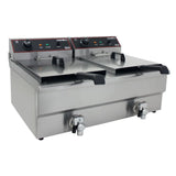 Hamoki Countertop Commercial Electric Fryer - 2 x 11.5 Litre Twin Tank with Drain Taps | 291021 Countertop Electric Fryers Hamoki