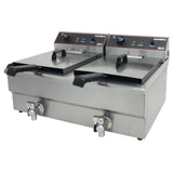 Hamoki Countertop Commercial Electric Fryer - 2 x 11.5 Litre Twin Tank with Drain Taps | 291021 Countertop Electric Fryers Hamoki