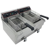 Hamoki Countertop Commercial Electric Fryer - 2 x 11.5 Litre Twin Tank with Drain Taps | 291021 Countertop Electric Fryers Hamoki
