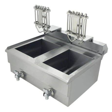 Hamoki Countertop Commercial Electric Fryer - 2 x 11.5 Litre Twin Tank with Drain Taps | 291021 Countertop Electric Fryers Hamoki