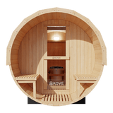 Kove 5-6 Person Spruce Barrel Sauna with Front Porch & 8kW Electric Heater | KOVE-BAR6 Outdoor Barrel Electric Heated Saunas Kove Designs