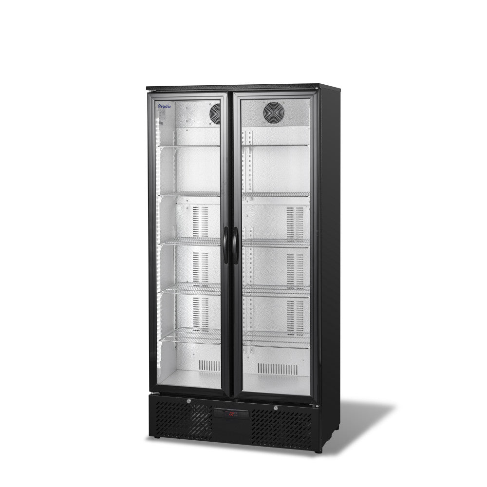 Prodis Low Energy Double Door Black Finish Upright Bottle Cooler | NT20-LE Upright Double Door Bottle Coolers Prodis