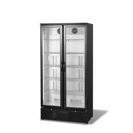 Prodis Low Energy Double Door Black Finish Upright Bottle Cooler | NT20-LE Upright Double Door Bottle Coolers Prodis