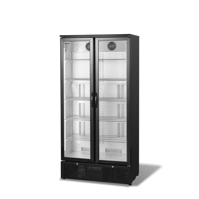 Prodis Low Energy Double Door Black Finish Upright Bottle Cooler | NT20-LE Upright Double Door Bottle Coolers Prodis