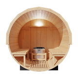 Kove 1-2 Person Spruce Barrel Sauna with Front Porch & 4.5kW Electric Heater | KOVE-BAR2 Outdoor Barrel Electric Heated Saunas Kove Designs