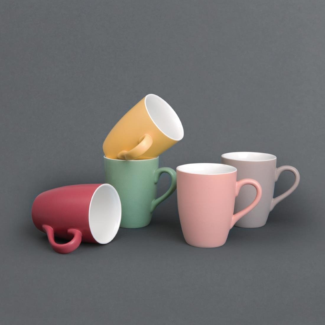 Olympia Matt Pastel Mug Red 340ml (Pack of 6) - CS043 Olympia Crockery Olympia   