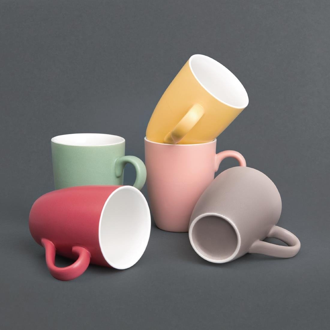 Olympia Matt Pastel Mug Red 340ml (Pack of 6) - CS043 Olympia Crockery Olympia   