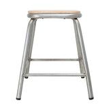 Bolero Galvanised Steel Low Stools with Wooden Seatpad (Pack of 4) - DE478 Metal Bar Stools Bolero   