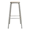 Bolero Galvanised Steel High Stools with Wooden Seatpad (Pack of 4) - DE479 Metal Bar Stools Bolero   