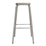 Bolero Galvanised Steel High Stools with Wooden Seatpad (Pack of 4) - DE479 Metal Bar Stools Bolero   