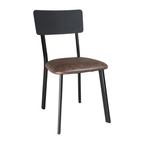 Bolero Metal & PU Side Chairs Vintage Mocha (Pack 4) - DR301 Metal Dining Chairs Bolero   