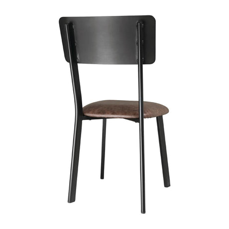 Bolero Metal & PU Side Chairs Vintage Mocha (Pack 4) - DR301 Metal Dining Chairs Bolero   