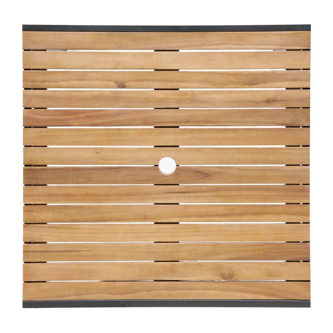 Bolero Square Steel and Acacia Table 800mm - DS152 Steel Tables Bolero   