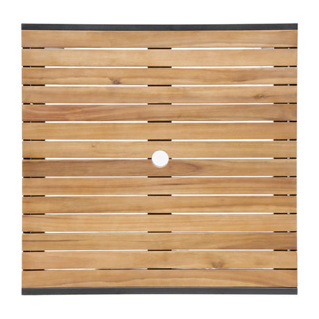 Bolero Square Steel and Acacia Table 800mm - DS152 Steel Tables Bolero   