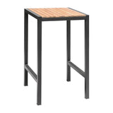 Bolero Square Steel and Acacia Bar Table 600mm - DS155 Steel Tables Bolero   