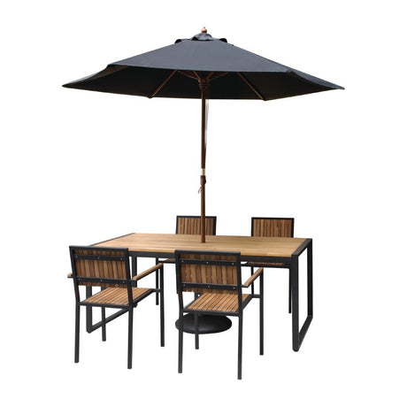 Bolero Steel & Acacia Armchair (Pack of 4) - DS151 Metal Dining Chairs Bolero   