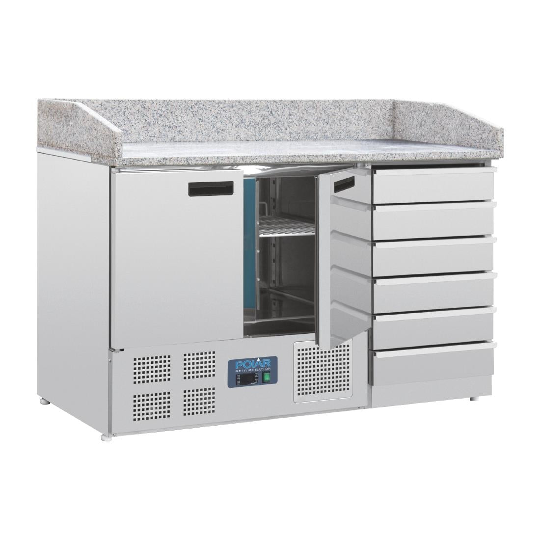 Polar G-Series Double Door Pizza Counter with Granite Top and Dough Drawers - CT425  Polar   