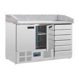 Polar G-Series Double Door Pizza Counter with Granite Top and Dough Drawers - CT425  Polar   