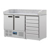 Polar G-Series Double Door Pizza Counter with Granite Top and Dough Drawers - CT425  Polar   