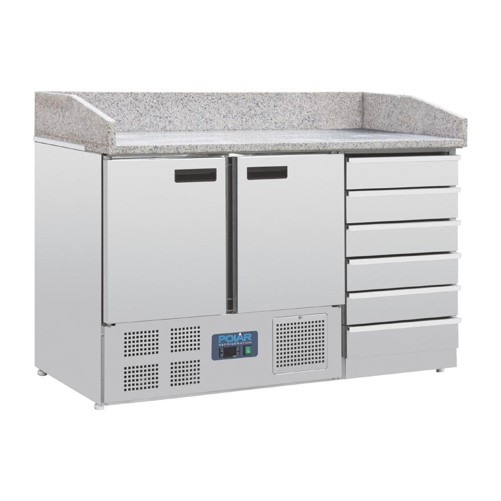 Polar G-Series Double Door Pizza Counter with Granite Top and Dough Drawers - CT425  Polar   