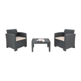 Bolero PP Armchair and Table Wicker Set Grey - DR309 Rattan & Wicker Effect Chairs Bolero   