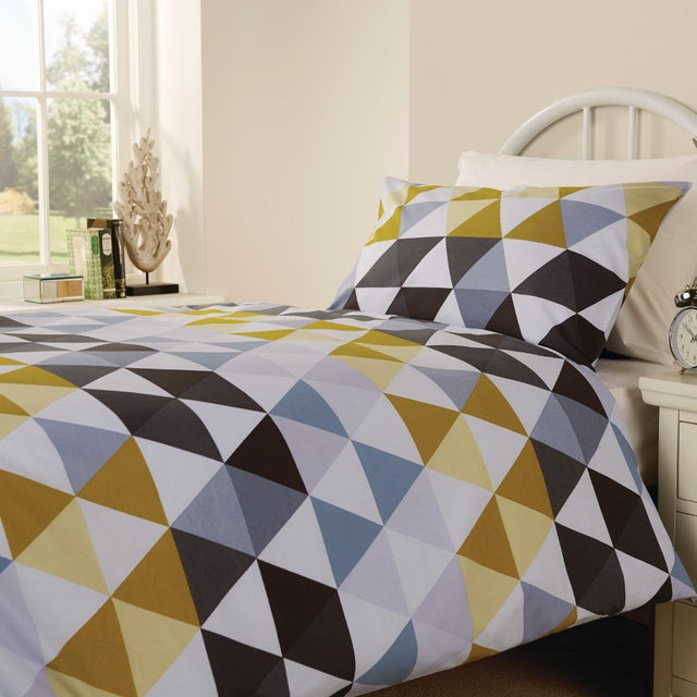 Mitre Essentials Geo Duvet Cover Open Olive Double - HB704  Mitre Essentials   