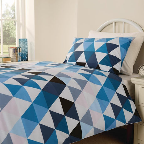 Mitre Essentials Geo Duvet Cover Open Blue Double - HB707  Mitre Essentials   